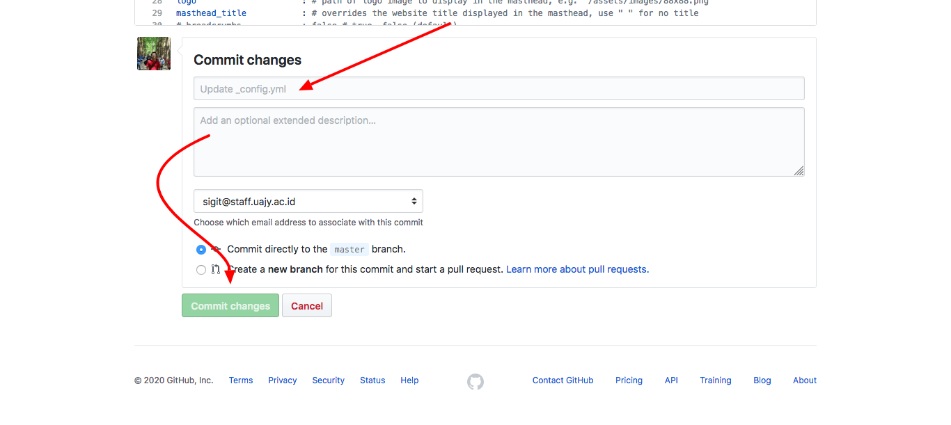 Configure GitHub Pages Footer