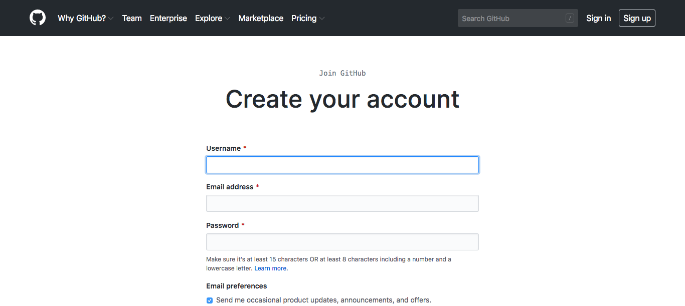 GitHub Create New Account